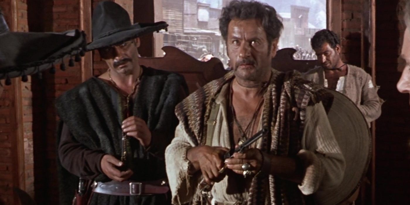 Tuco (Eli Wallach) enters a saloon full of armed men in The Good, the Bad and the Ugly.