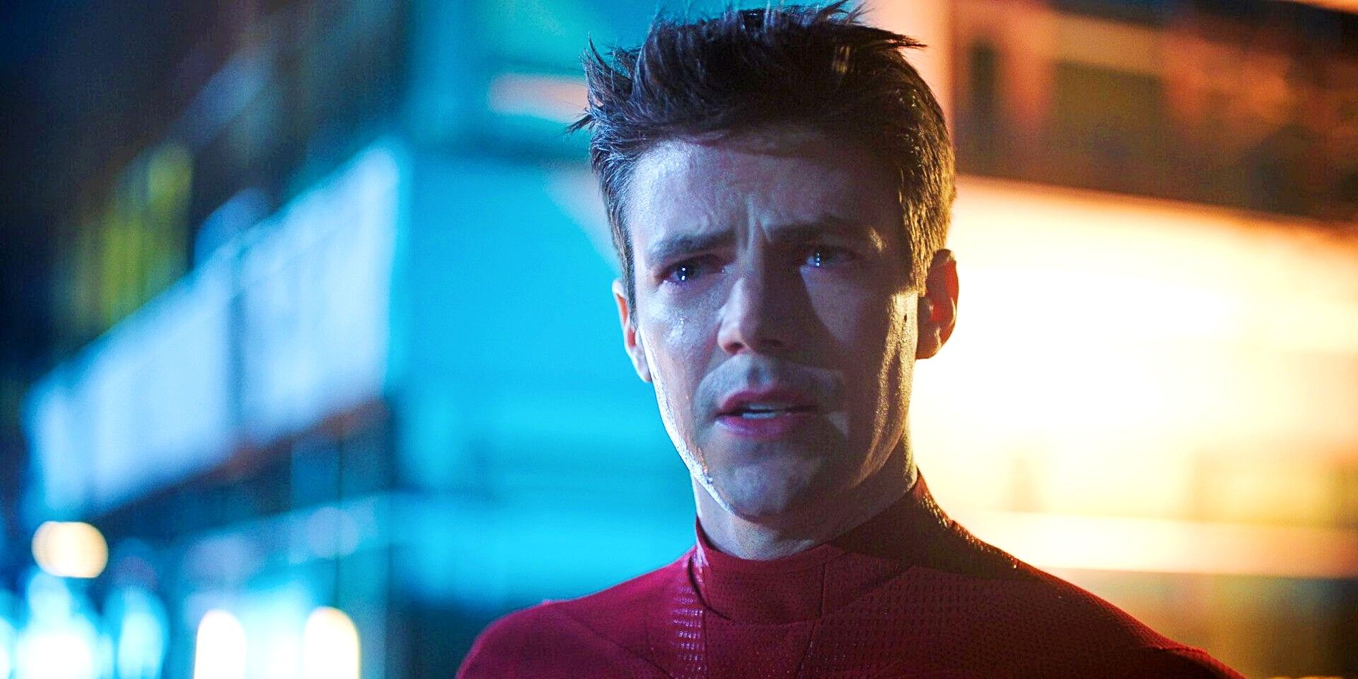 Grant Gustin as Barry Allen looking sad in The Flash