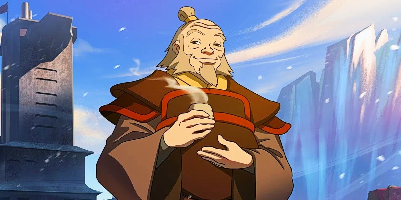 Uncle Iroh holding onto his hot tea in Avatar The Last Airbender