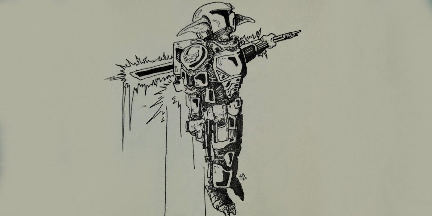 Grogu in Full Mandalorian Armor artwork by Sterling Belknap