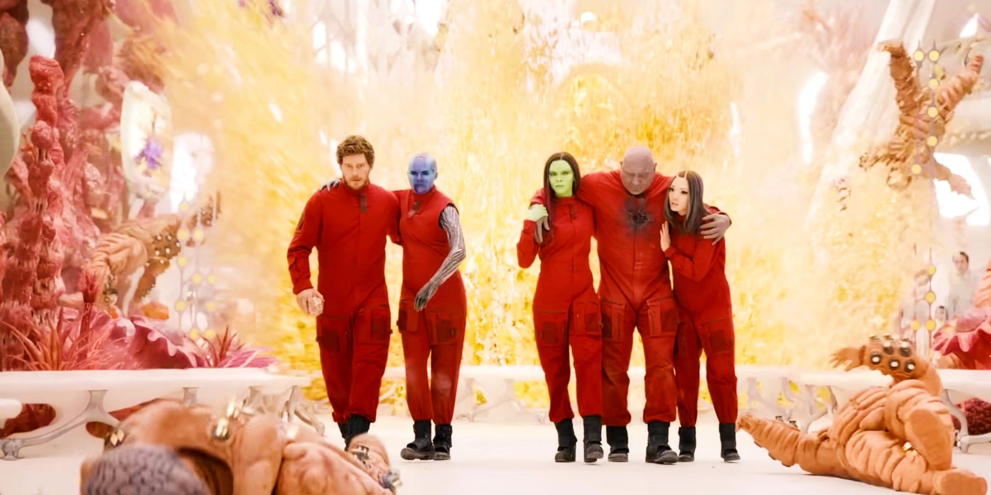 Guardians of the Galaxy Walking Away From Explosion in Guardians of the Galaxy Vol 3