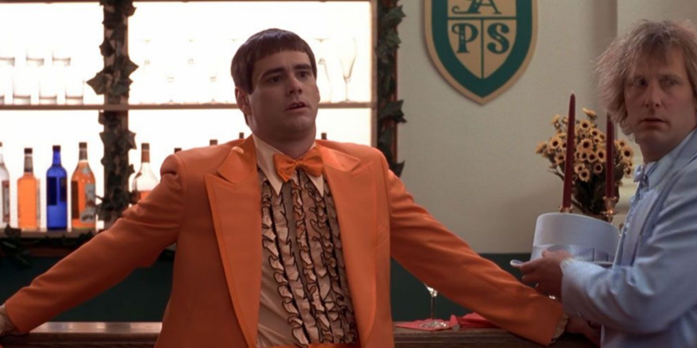 Harry (Jeff Daniels) and Lloyd (Jim Carrey) by the bar in Dumb & Dumber.