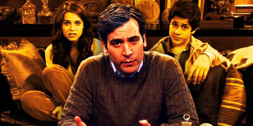 Collage of an older Ted with his kids Penny, and Luke Mosby in the background from How I Met Your Mother