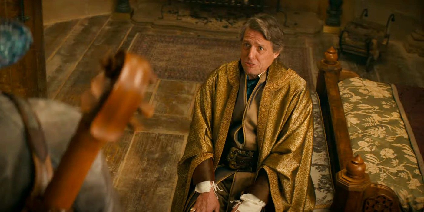 Hugh Grant as Forge on his knees in Dungeons and Dragons Honor Among Thieves