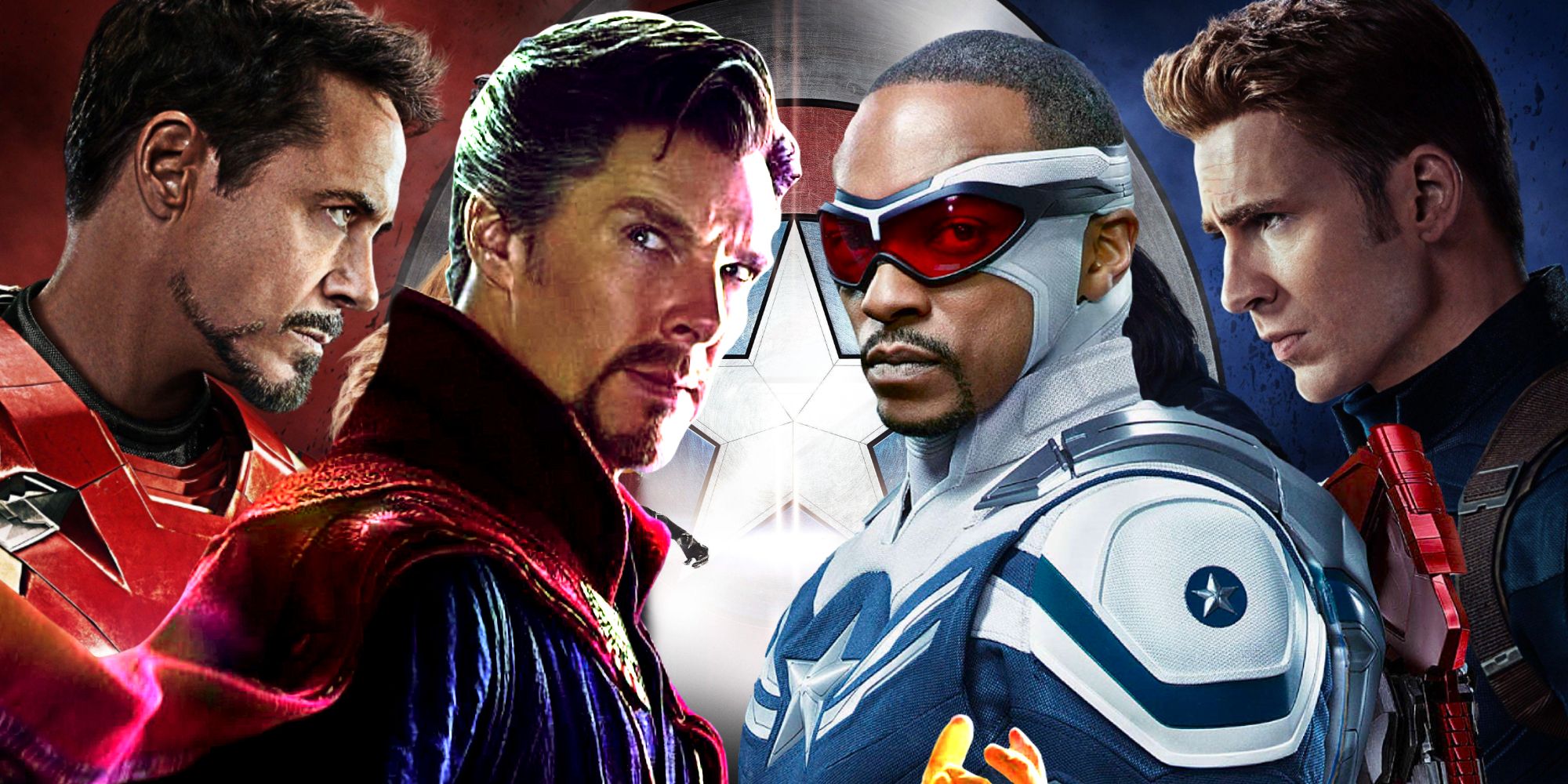 Iron Man, Captain America, Sam Wilson, and Doctor Strange