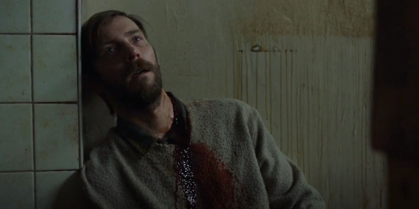 James with blood pouring from his neck in The Last of Us episode 8