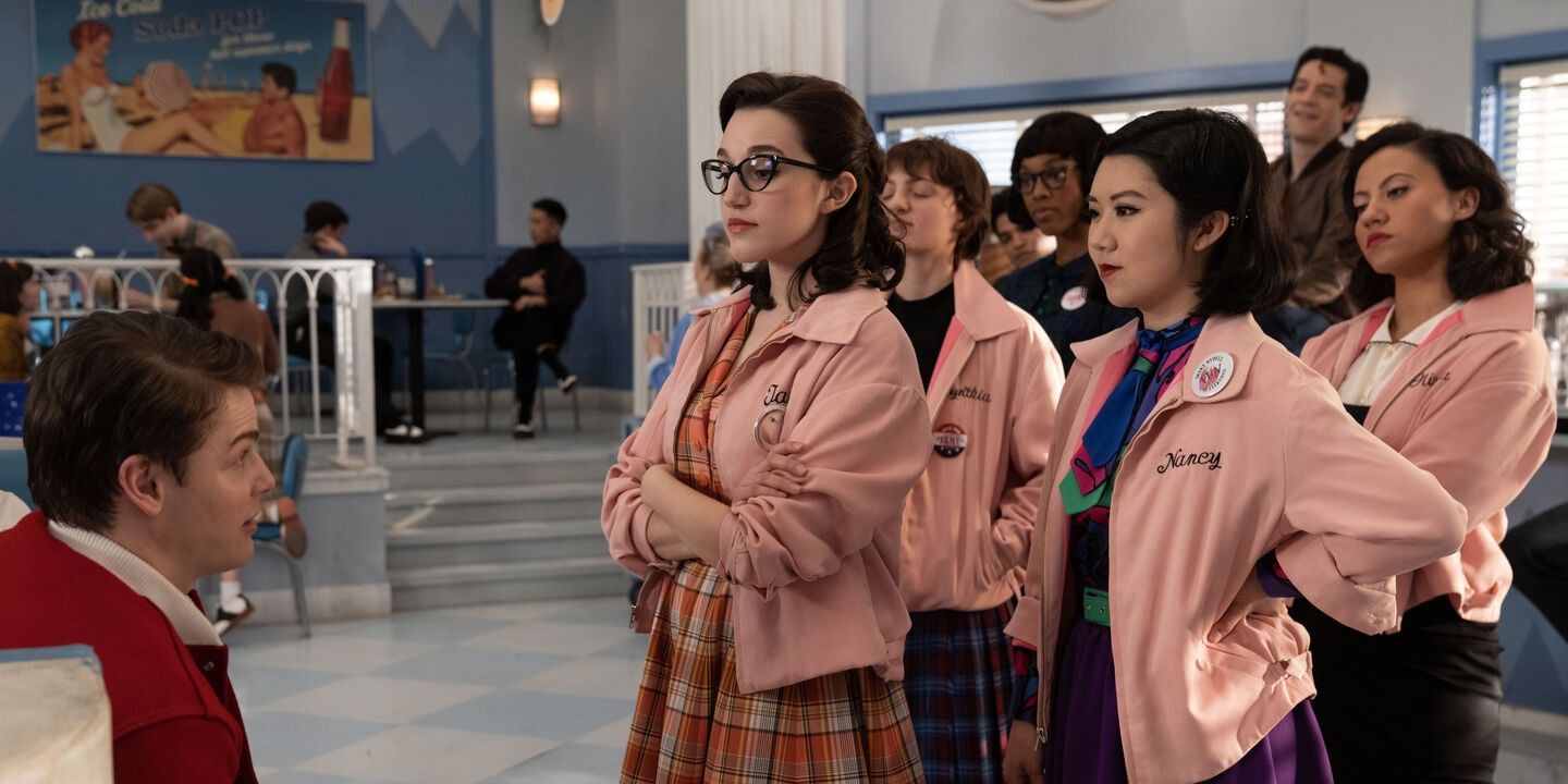 Jason Schmidt, Marisa Davila, Ari Notartomaso, Shanel Bailey, Tricia Fukuhara, and Cheyenne Isabel Wells in Grease Rise of the Pink Ladies