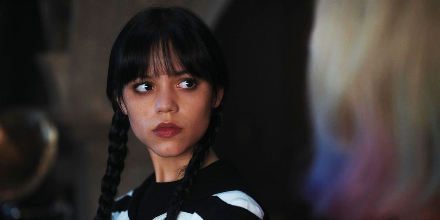 Jenna Ortega as Wednesday with Enid