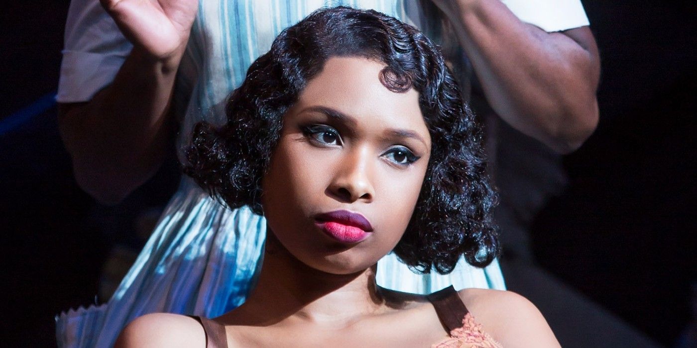 Jennifer Hudson The Color Purple looking serious onstage in costume