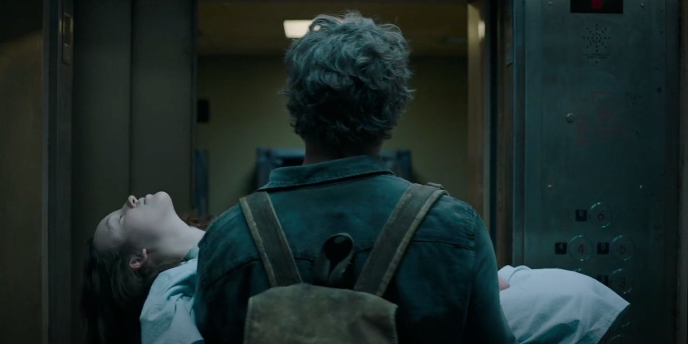 Joel sacando a Ellie del hospital en el episodio 9 de The Last of Us