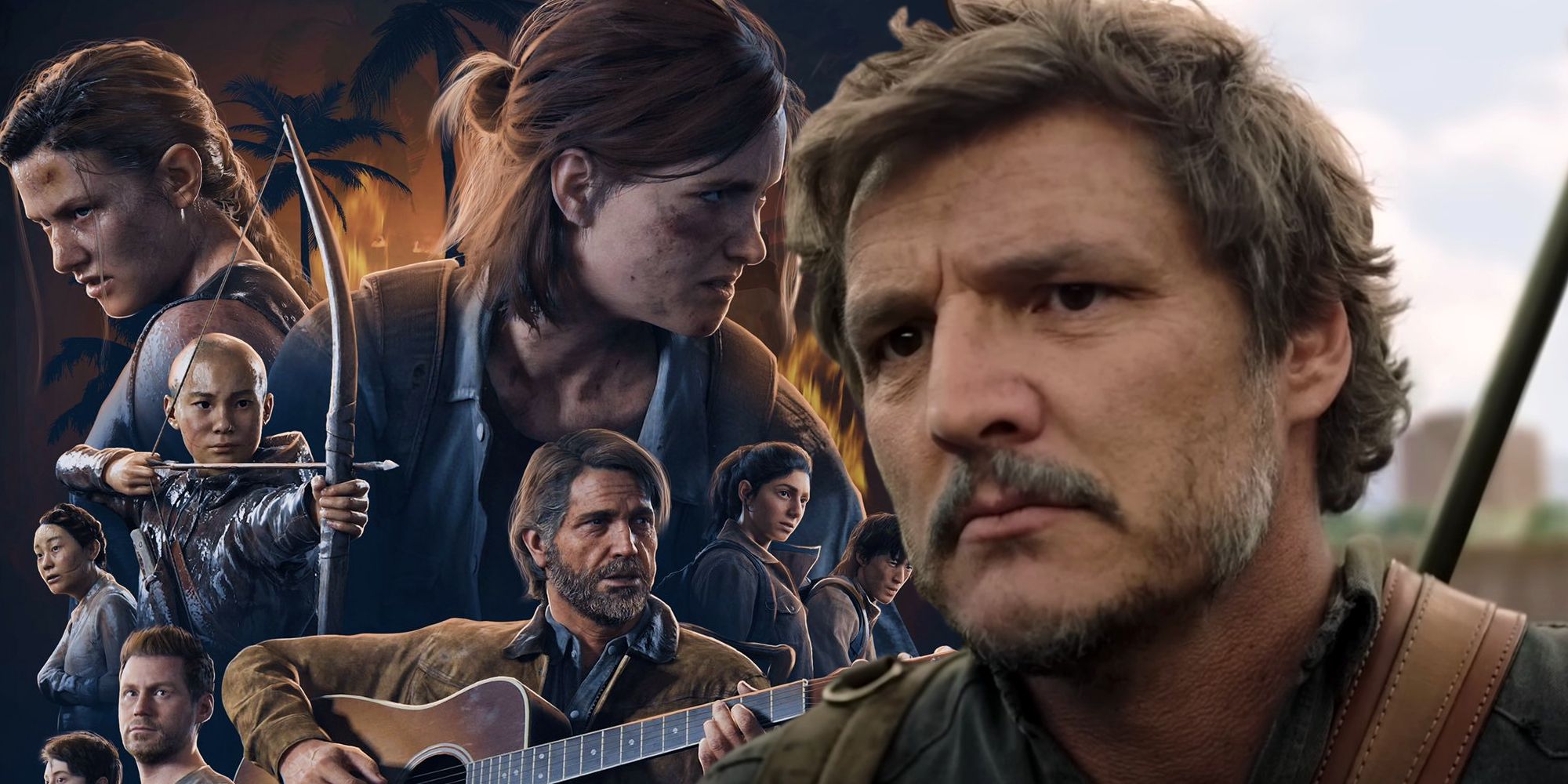 Joel from The Last of Us episode 9 and the poster for The Last of Us Part II