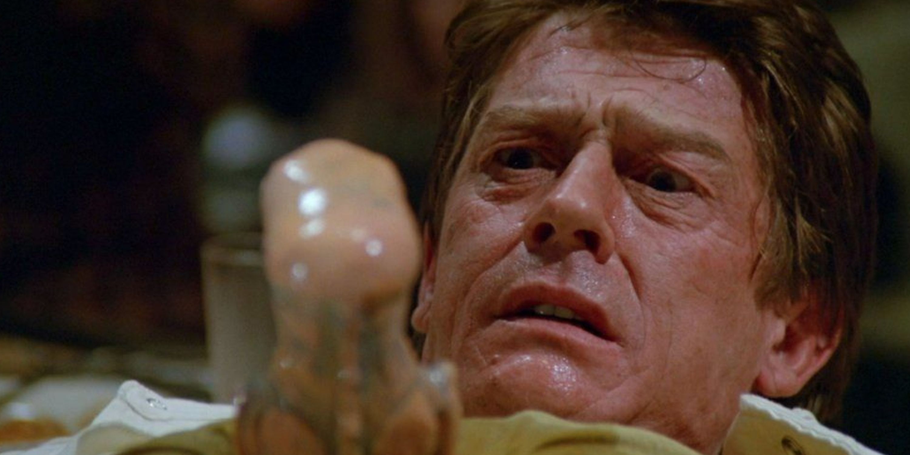 John Hurt with an Alien ripping out of his chest in Spaceballs