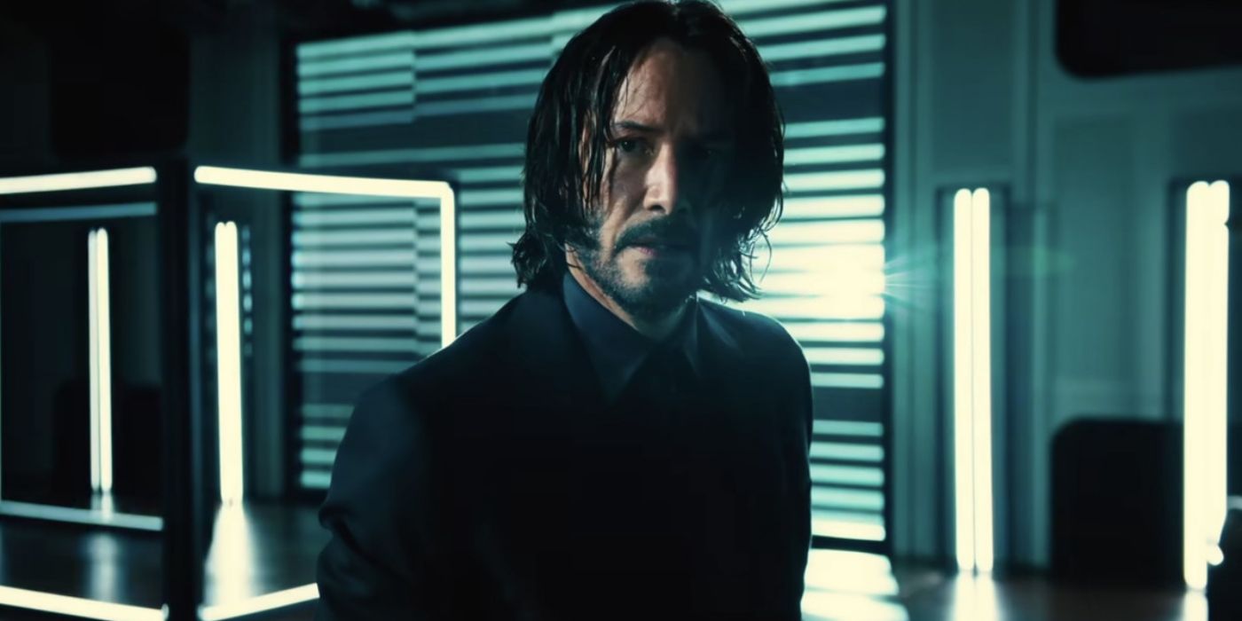 John Wick looking concerned in a fight in Chapter 4 