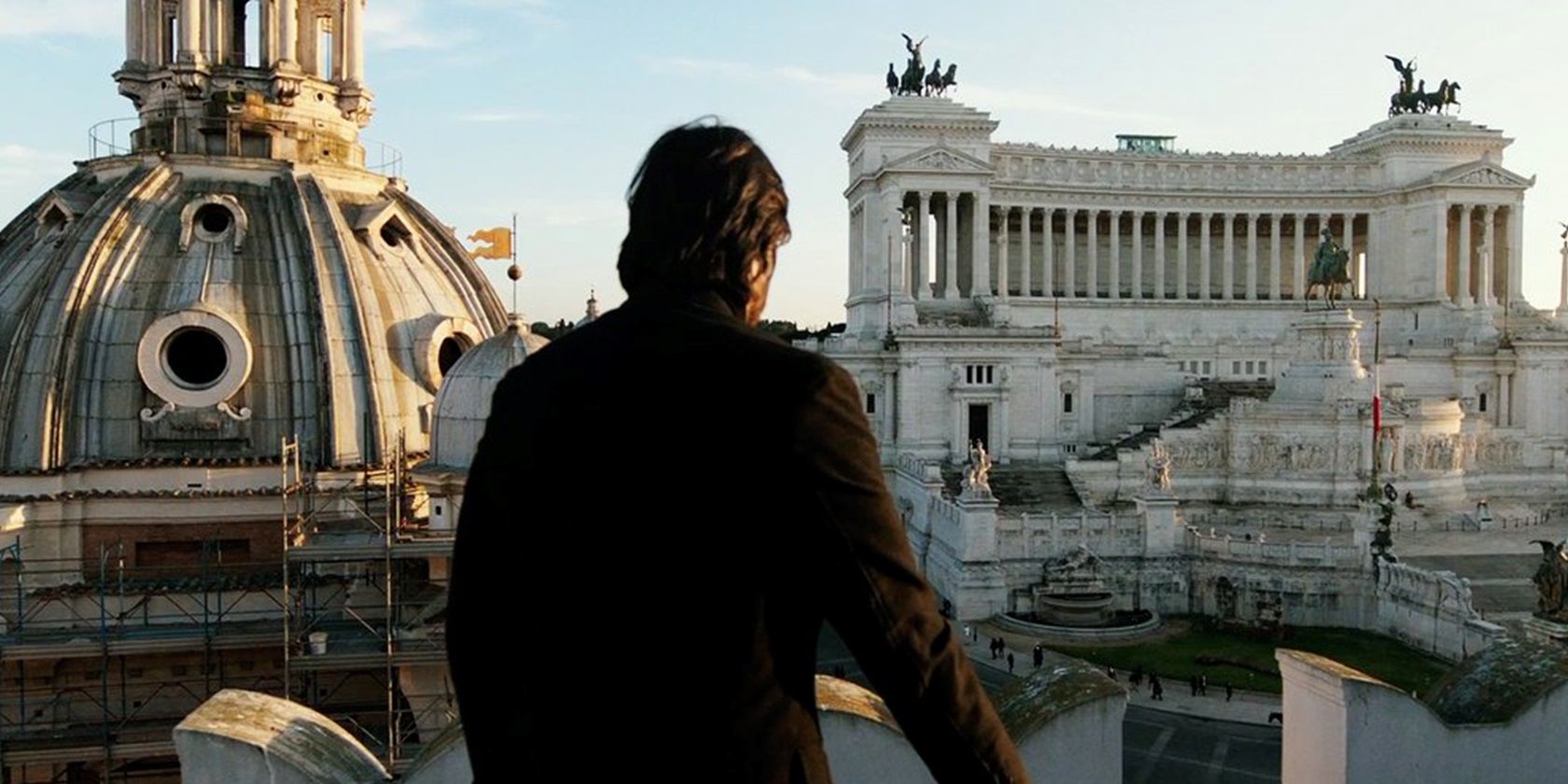 John looking out from the Rome Continental in John Wick Chapter 2