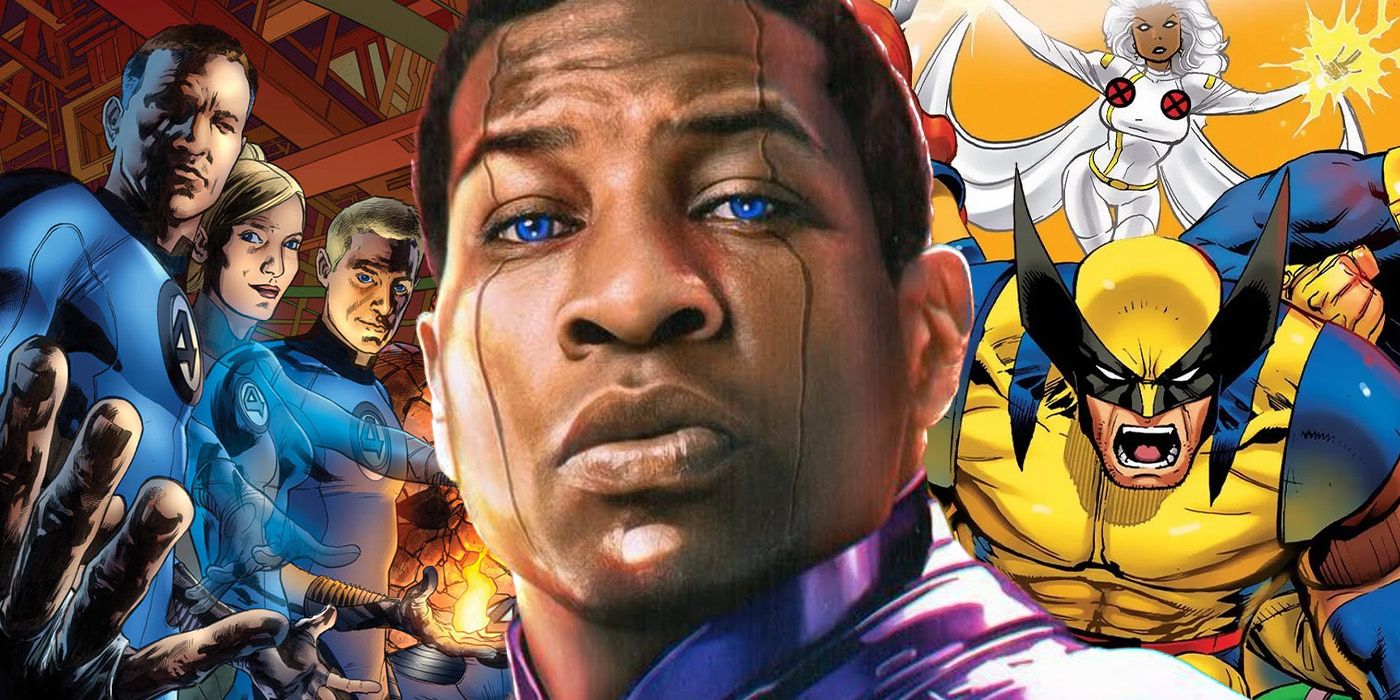 jonathan majors as kang the conqueror with the fantastic four and x-men from marvel comics