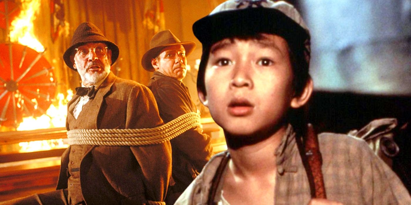 Custom image of Ke Huy Quan from Temple of Doom and Harrison Ford and Sean Connery in Indiana Jones and the Last Crusade.