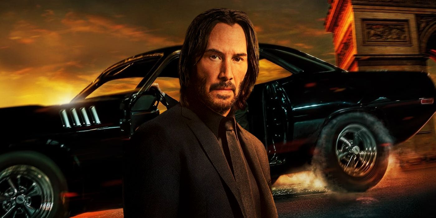 Keanu Reeves as John Wick in Front of Speeding Car