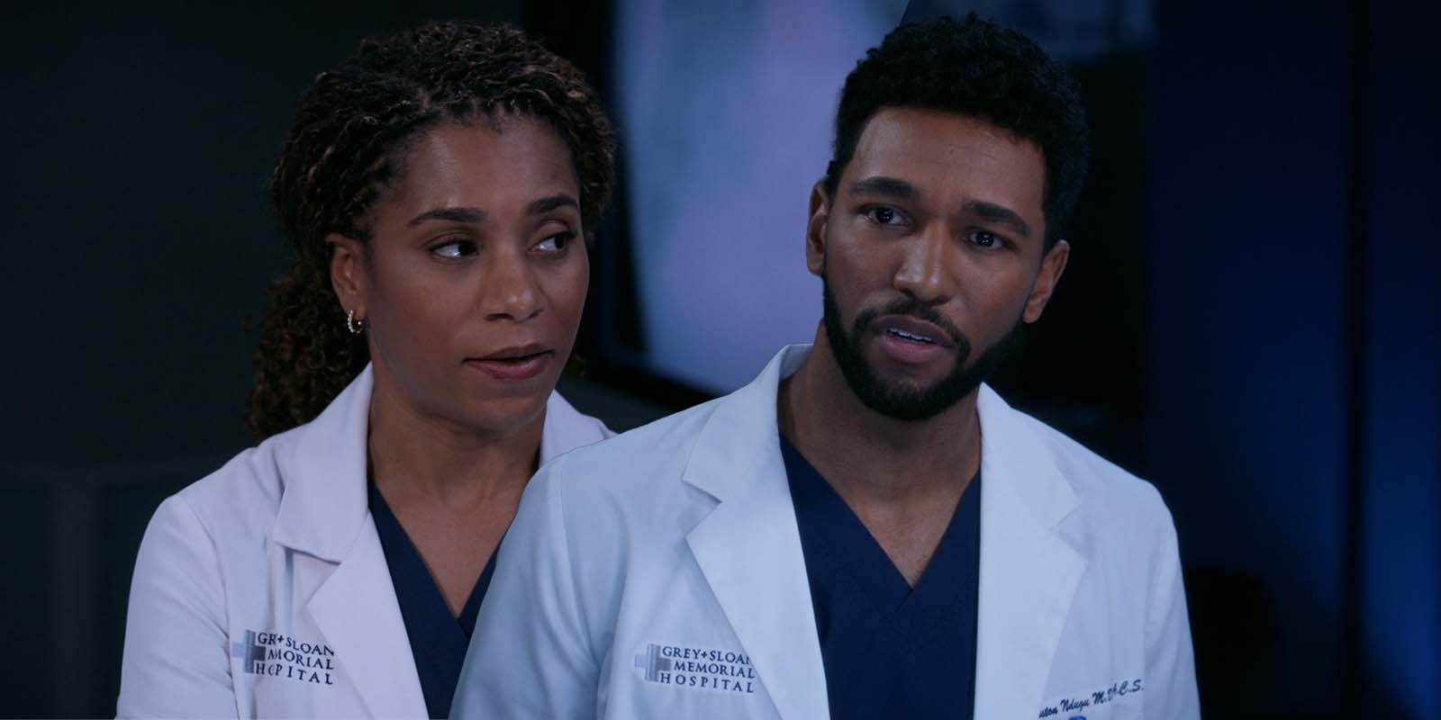 Kelly McCreary as Maggie Pierce and Anthony Hill as Winston Ndugu in Grey's Anatomy season 19