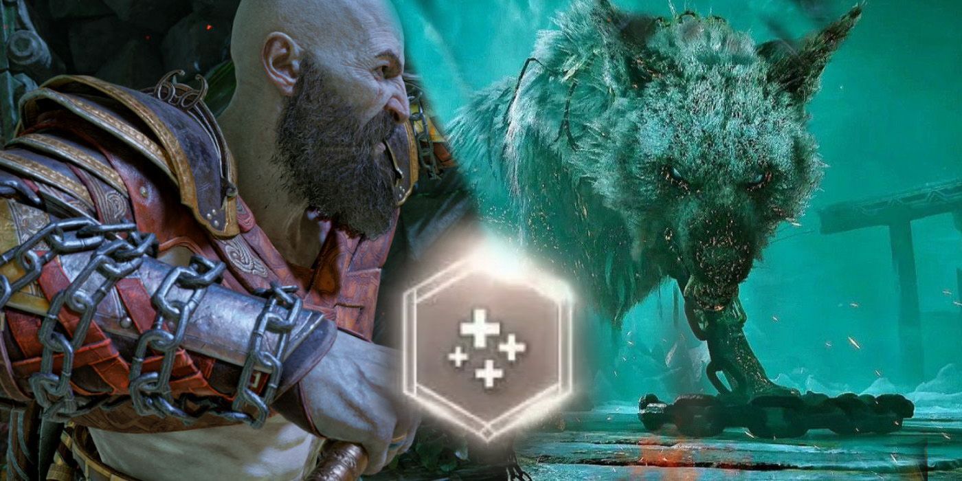 Kratos faded into great wolf with enchantment symbol overlaid