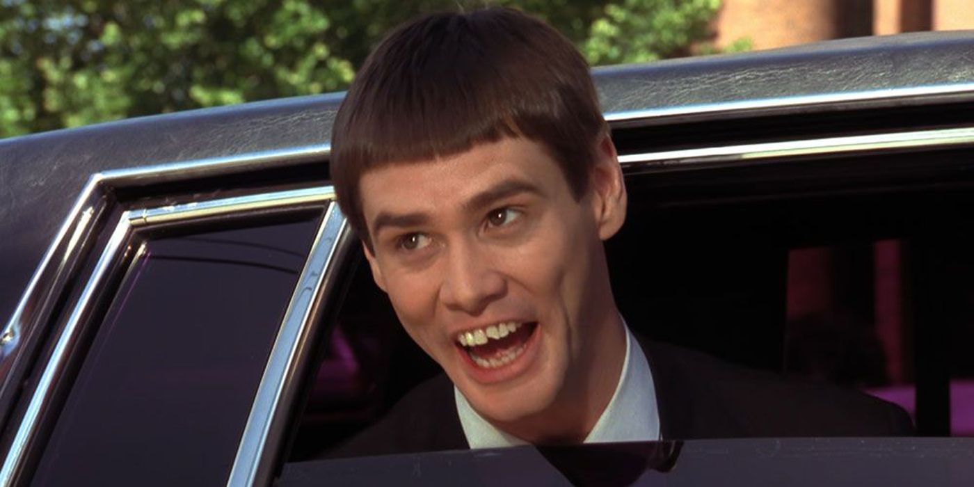 Lloyd sticking his head out of a window in Dumb & Dumber.