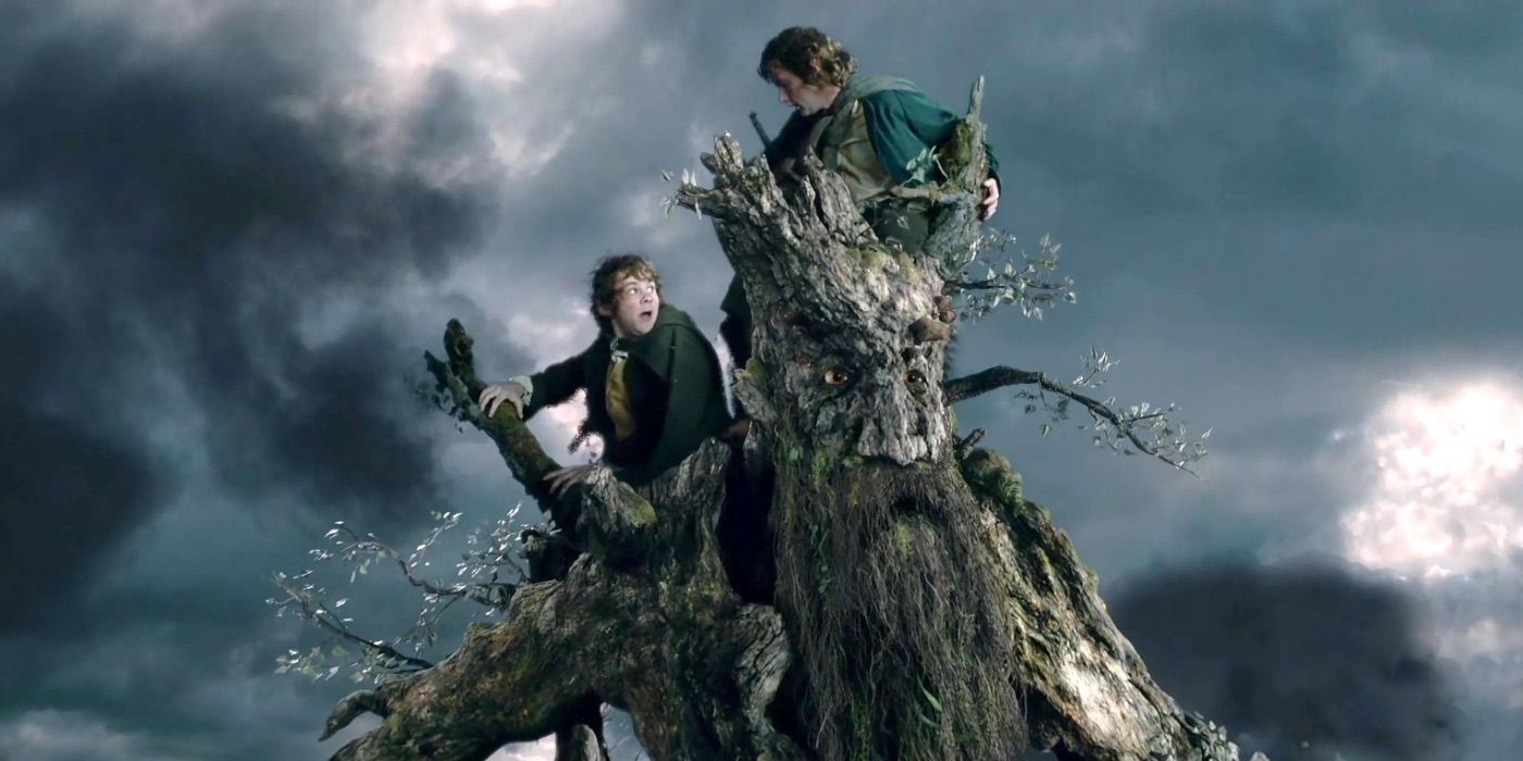 Merry and Pippen are carried by an Ent in Lord of the Rings 