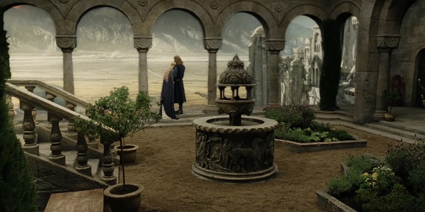 Eowyn and Faramir look on in Lord of the Rings 