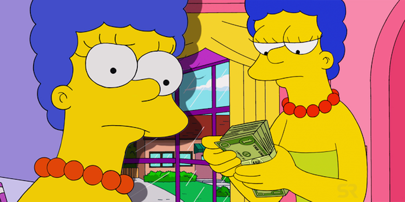 Marge con dinero en Los Simpson