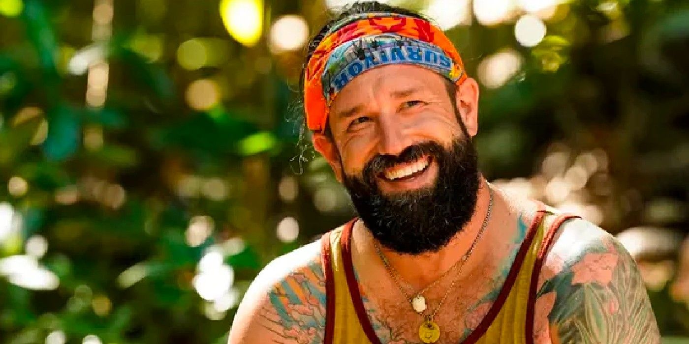 Matthew Grinstead-Mayle from Survivor season 44 posing in buff and smiling