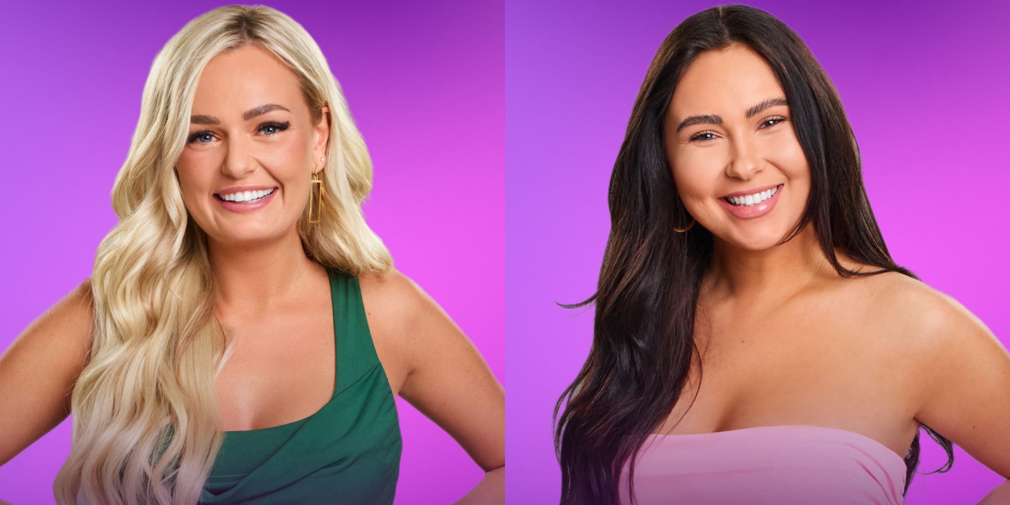 Micah and Irina from Love Is Blind season 4 side by side in front of pink background