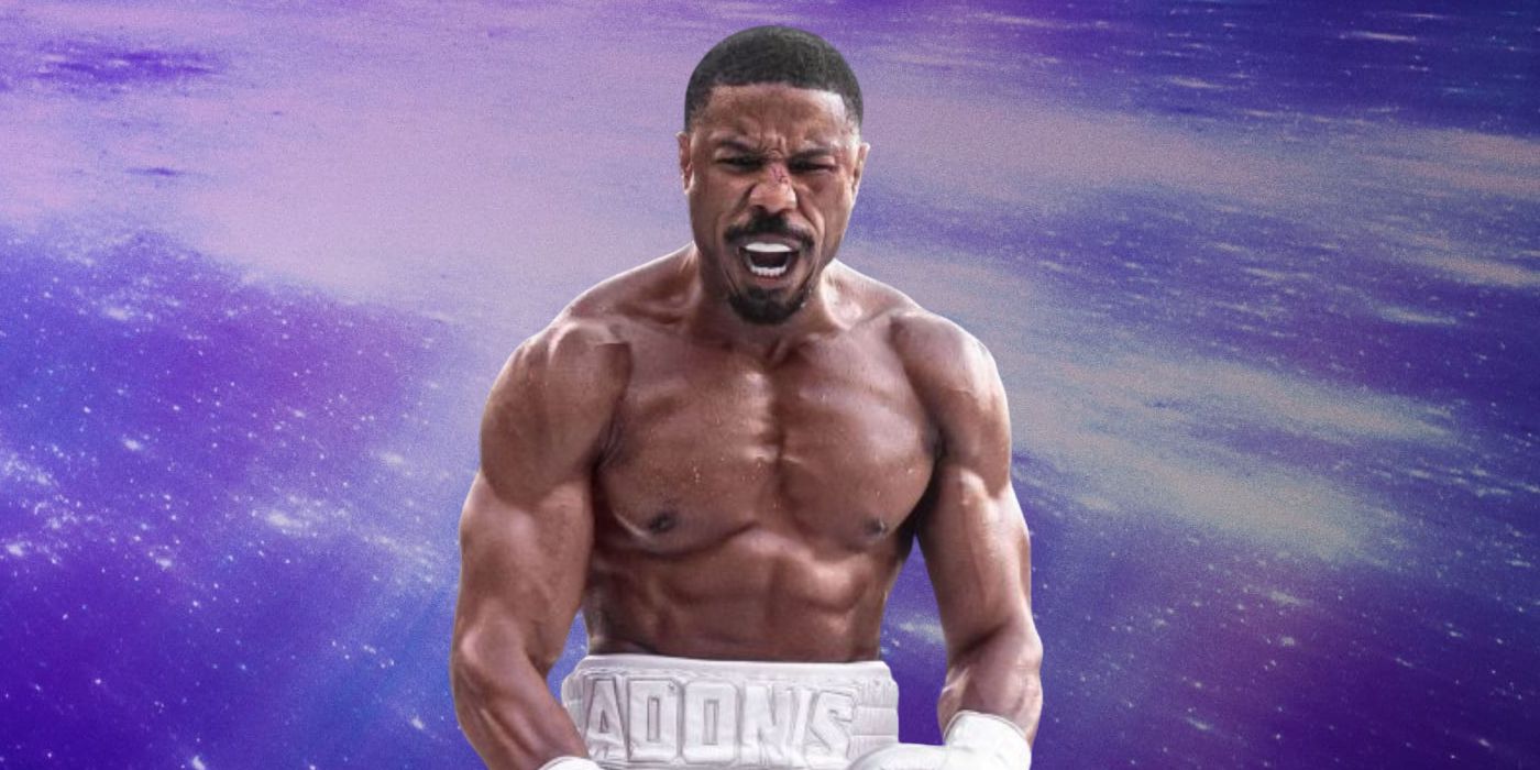 Michael B. Jordan as Creed in Front of Quantum Realm Background