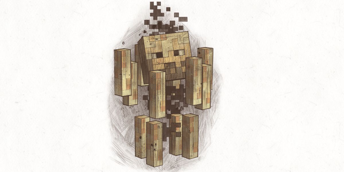 Minecraft Blaze In DnD, the monster drawn in DnD Sketch style