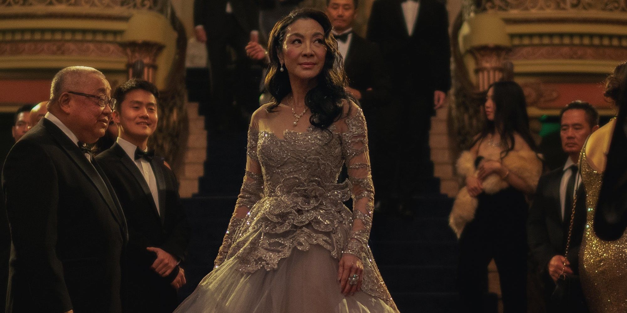 Evelyn Wang (Michelle Yeoh) in the universe where she's a movie star in Everything Everywhere All At Once
