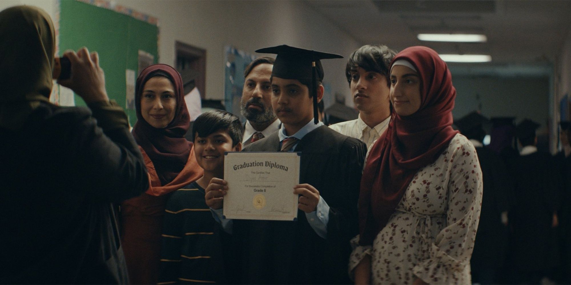 mustache movie family with diploma