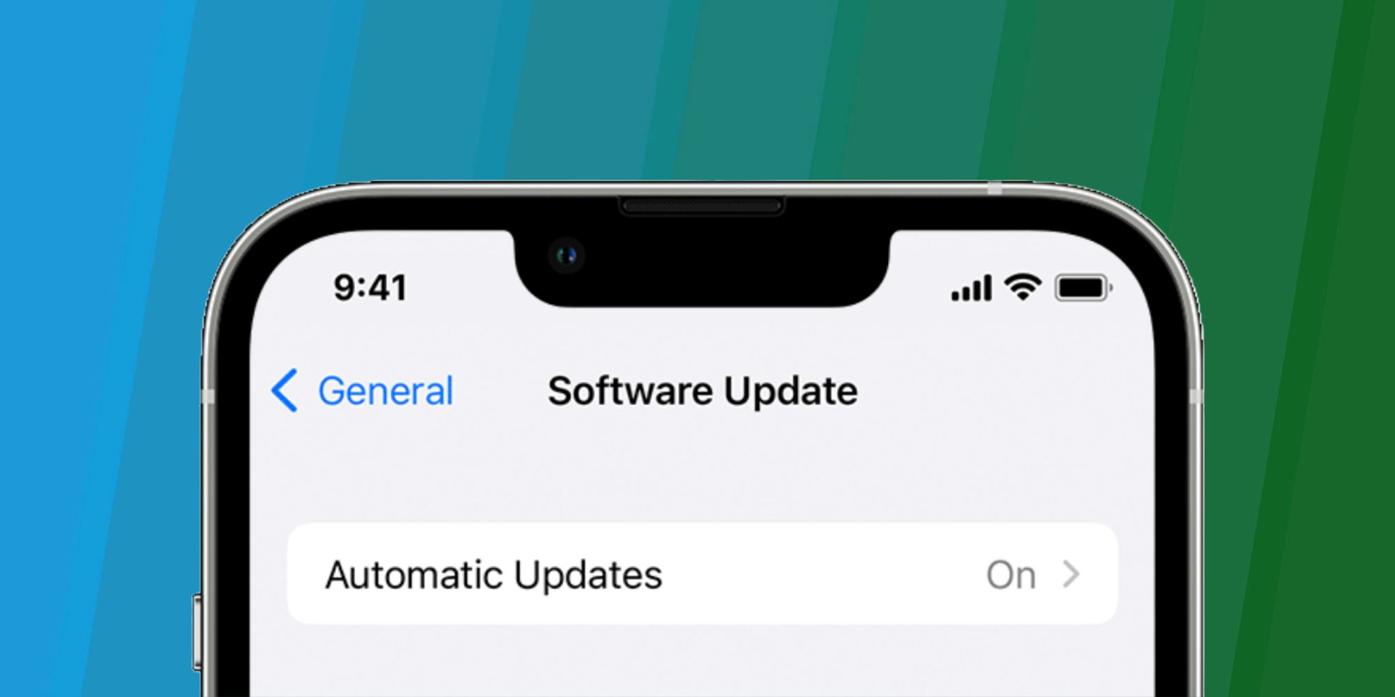 An iPhone showing the Software Updates Menu with Automatic Updates toggled On