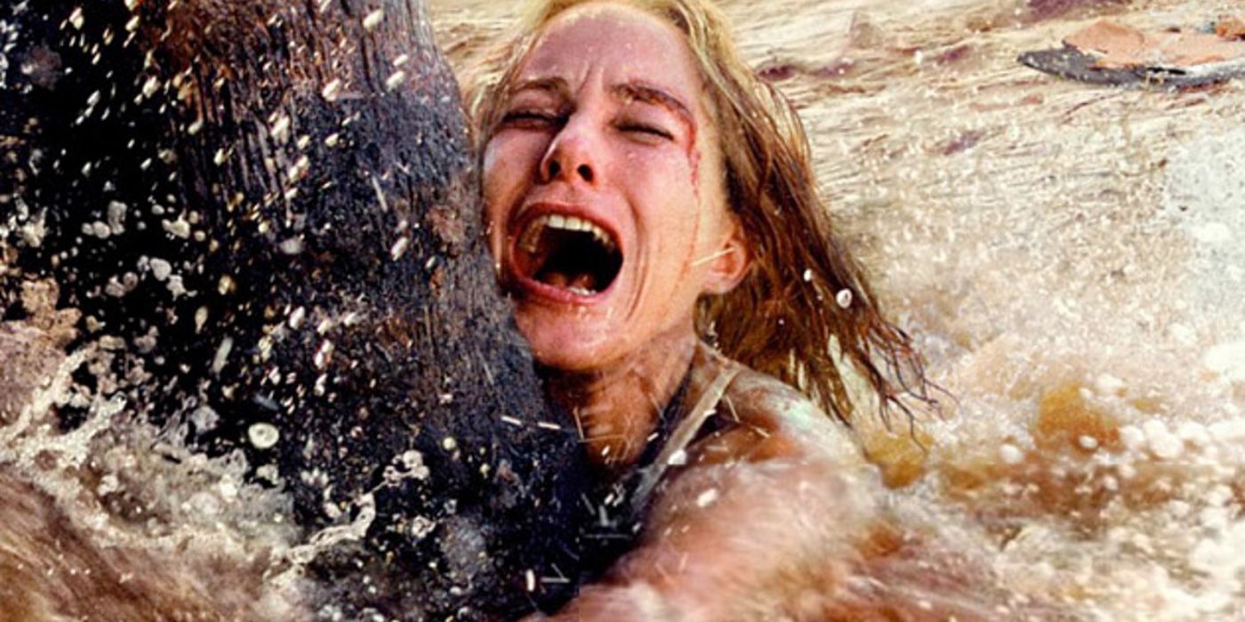 Naomi Watts holding on during the tsunami in The Impossible