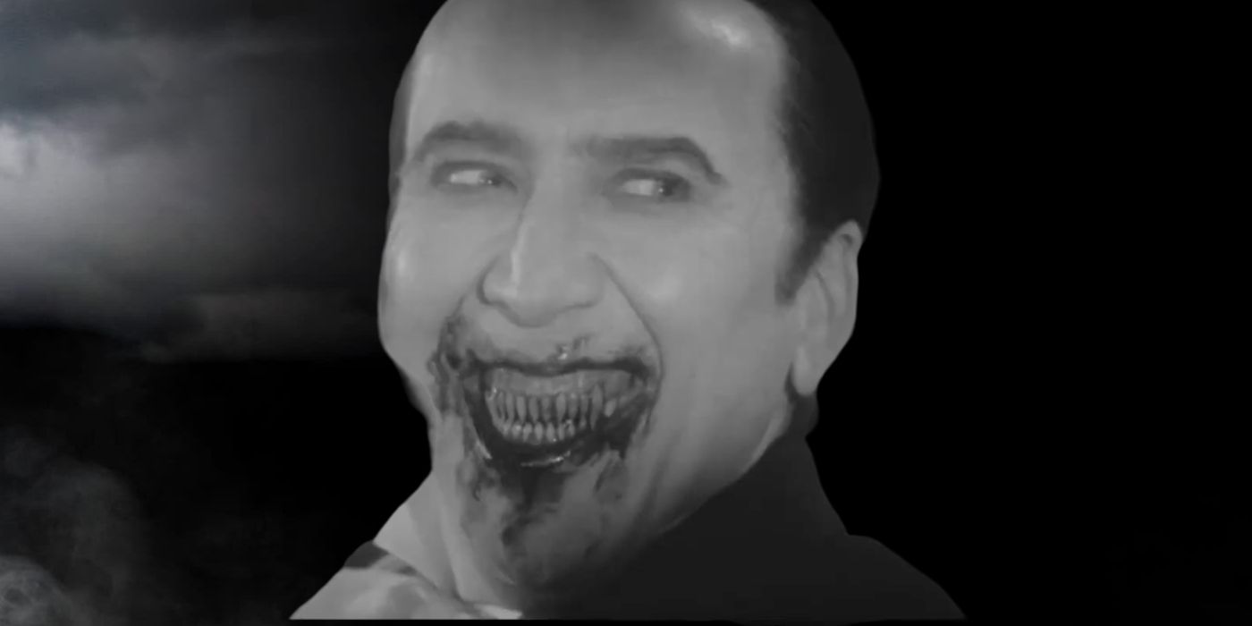 Nicolas Cage as Dracula in Renfield Black and White