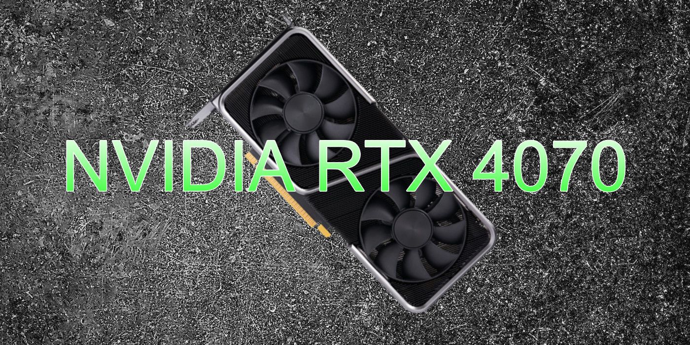 Generic NVIDIA graphics card on custom black and white background, with the words NVIDIA RTX 4070 written in green in the foreground