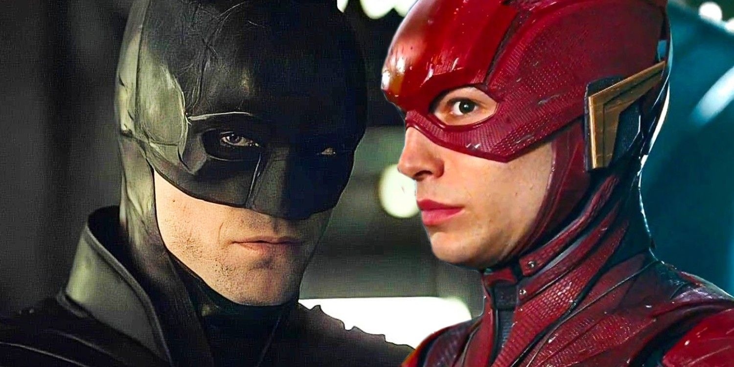 Pattinson Batman and Miller Flash from DC movies