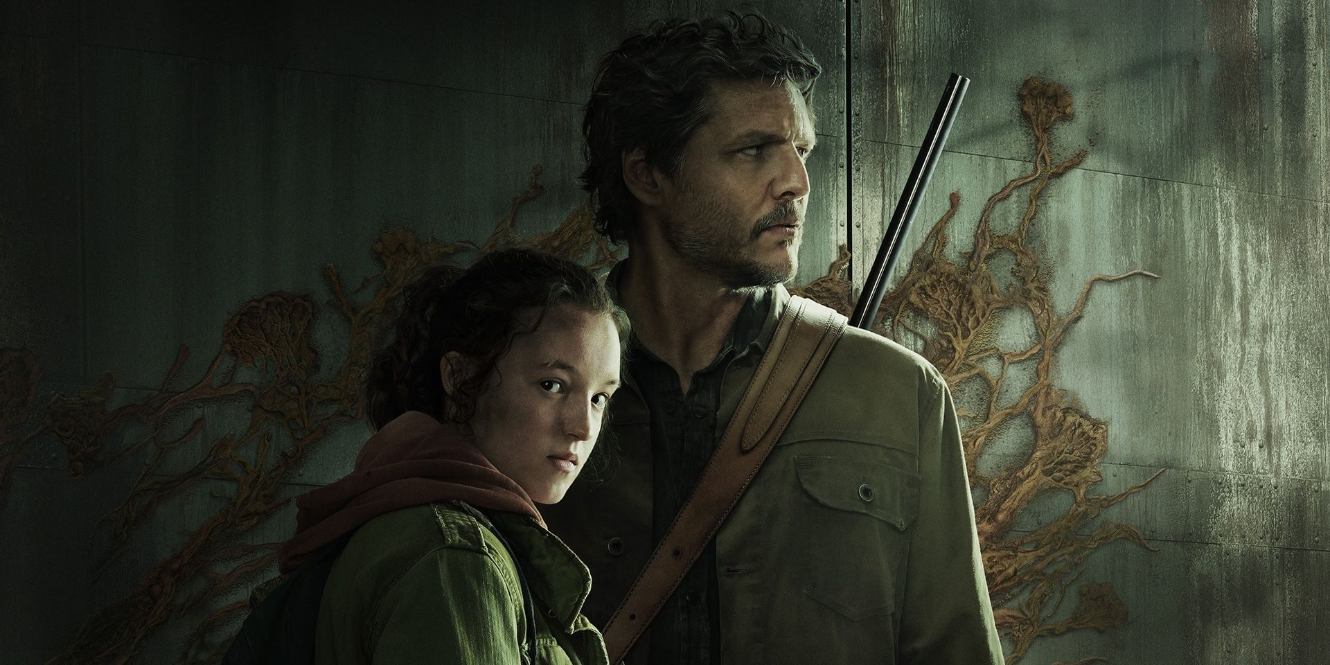 Pedro Pascal and Bella Ramsey on the poster for The Last of Us