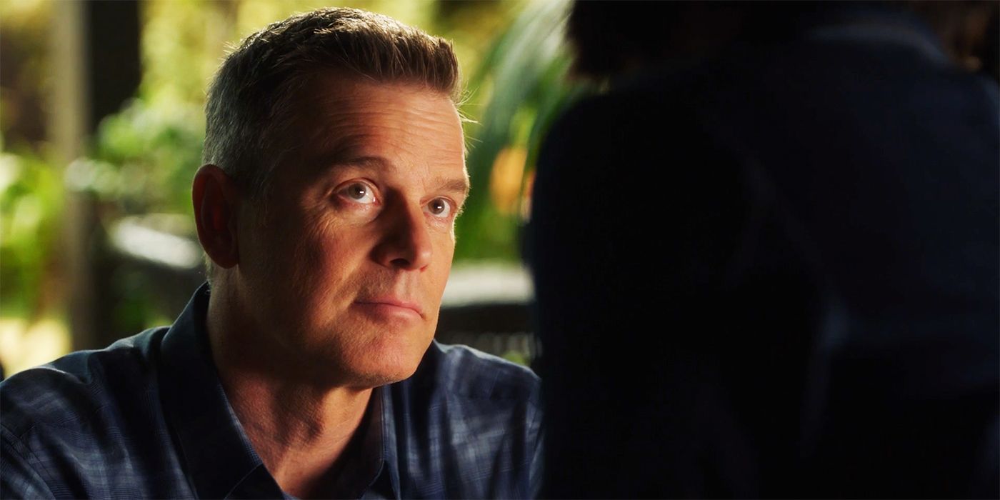 Peter Krause in 9-1-1 as Bobby Nash looking up with serious expression