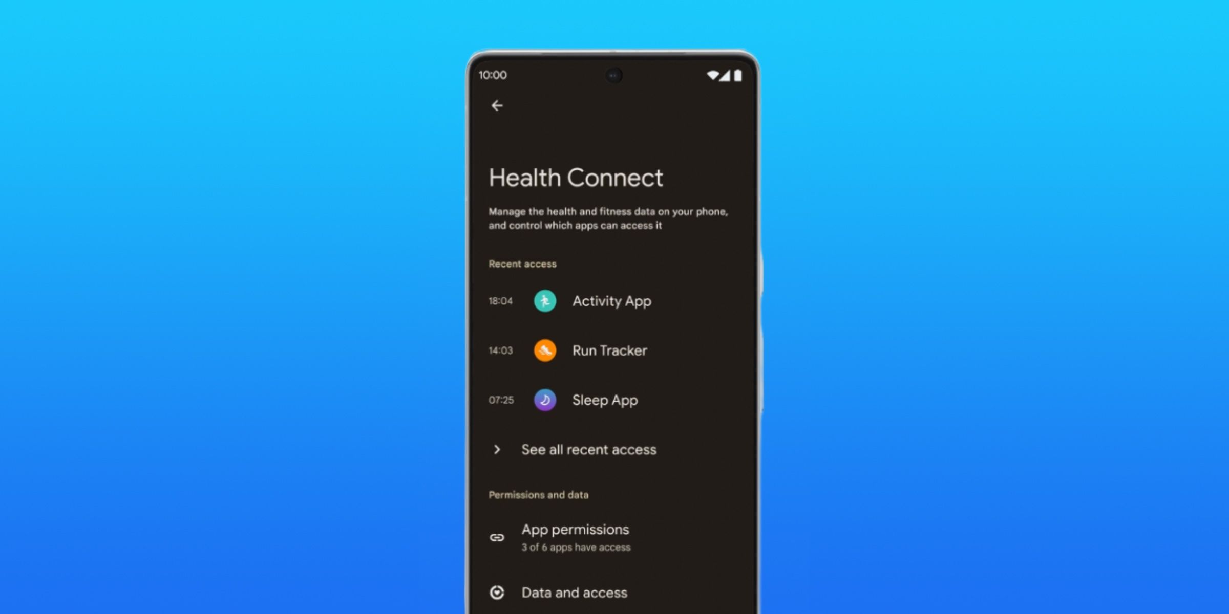 The Google Health Connect app on a Pixel smartphone.