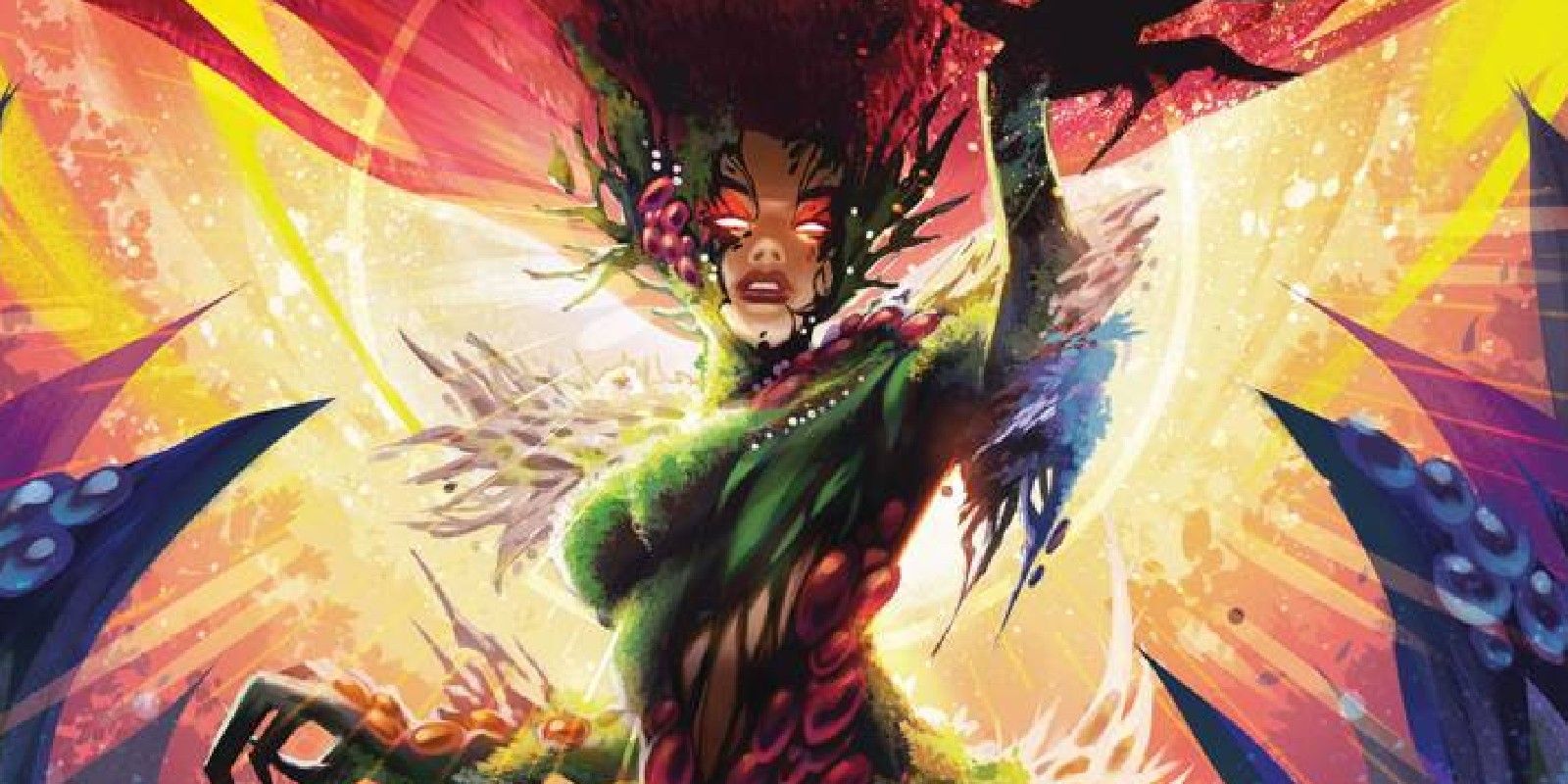 Poison Ivy Using Her Psychedelic Powers, an explosion of colors, she looks god-like and other worldly