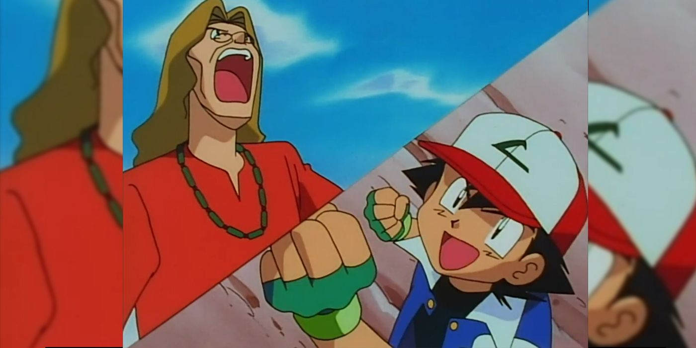 Ash luta contra Blaine disfarçado em Pokémon