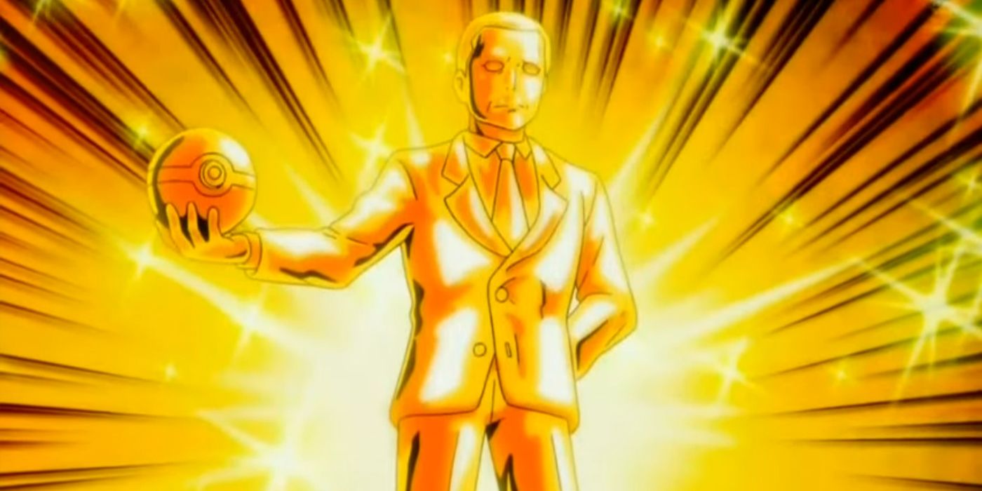 Pokemon: A golden statue of Team Rocket's boss, Giovanni, delivering his orders.