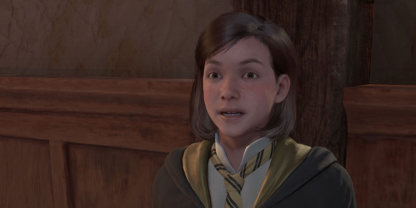 Close-up of Poppy Sweeting in Hogwarts Legacy à la colère.