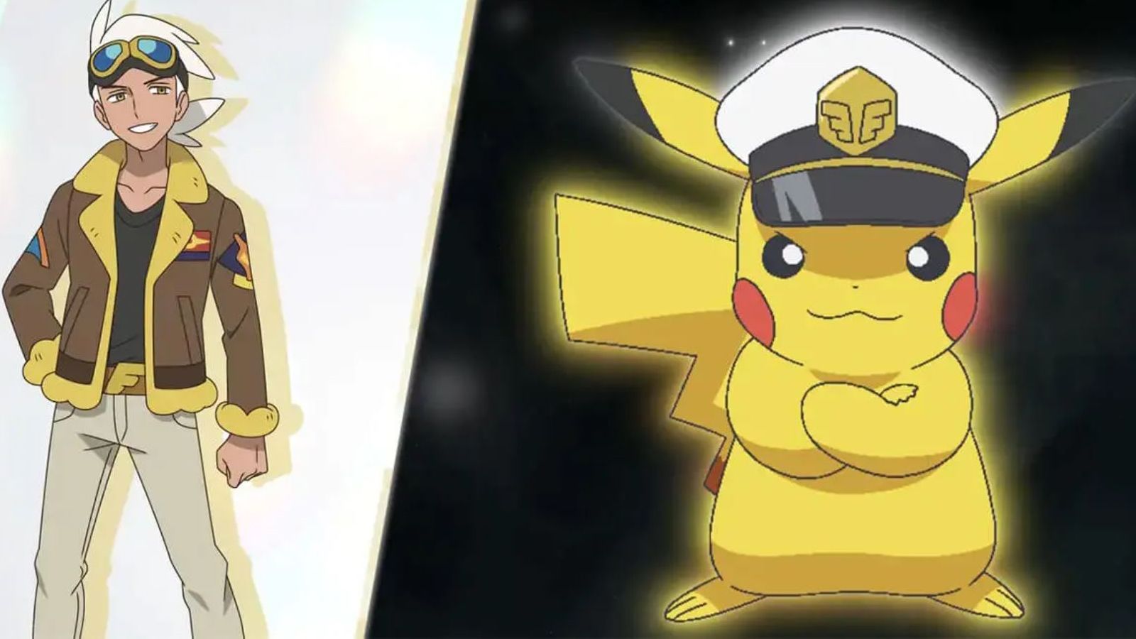 Image of Professor Friede to the left and Captain Pikachu on the right, wearing his signature hat.