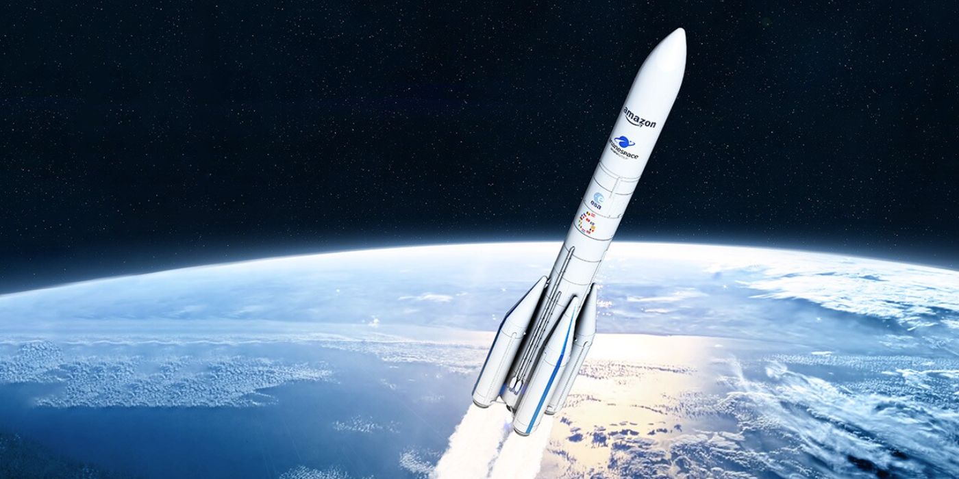 A photo of a rocket in flight
