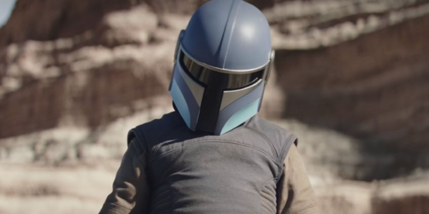 Ragnar Vizsla donning his helmet in The Mandalorian season 3, episode 4