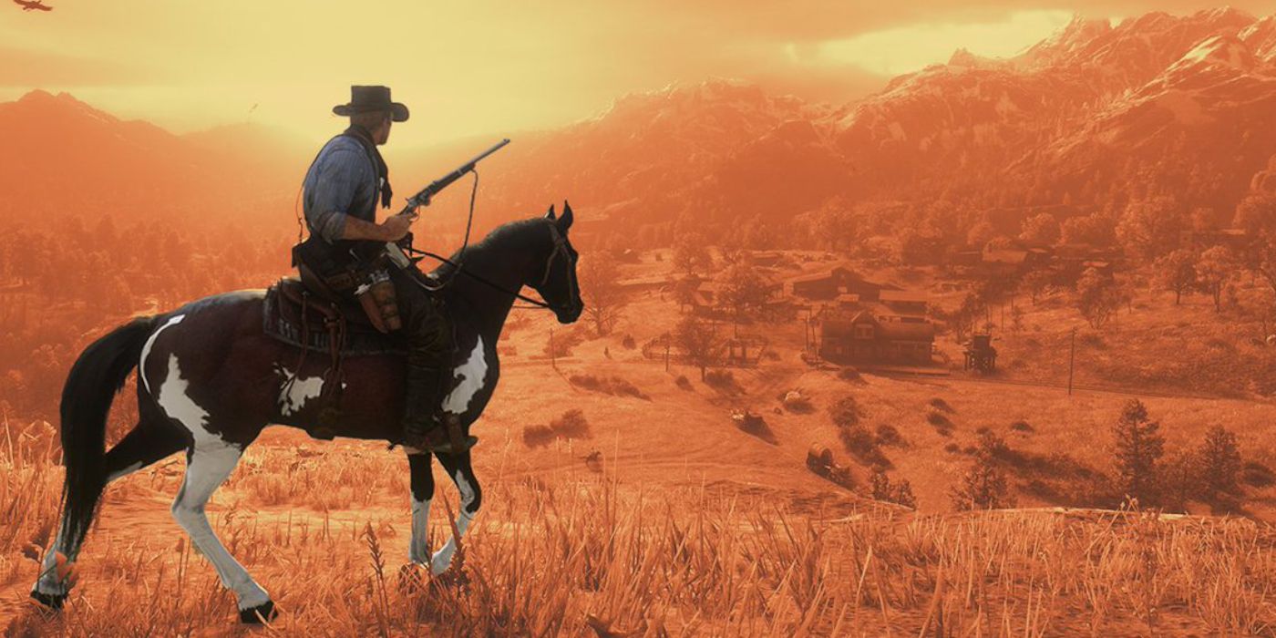 Arthur Morgan riding a horse in Red Dead Redemption 2 Online Mode