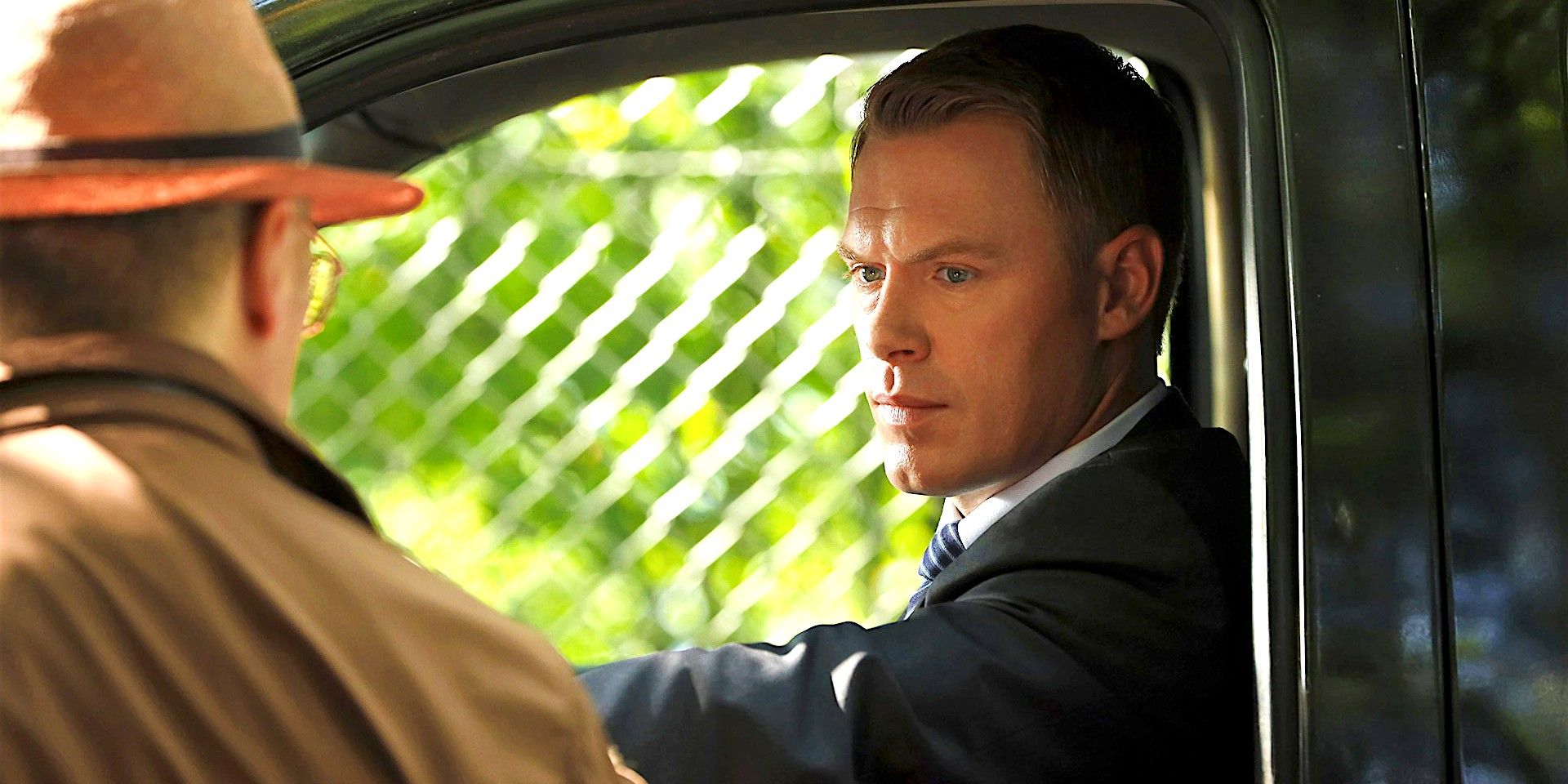 Ressler looking at Red in The Blacklist